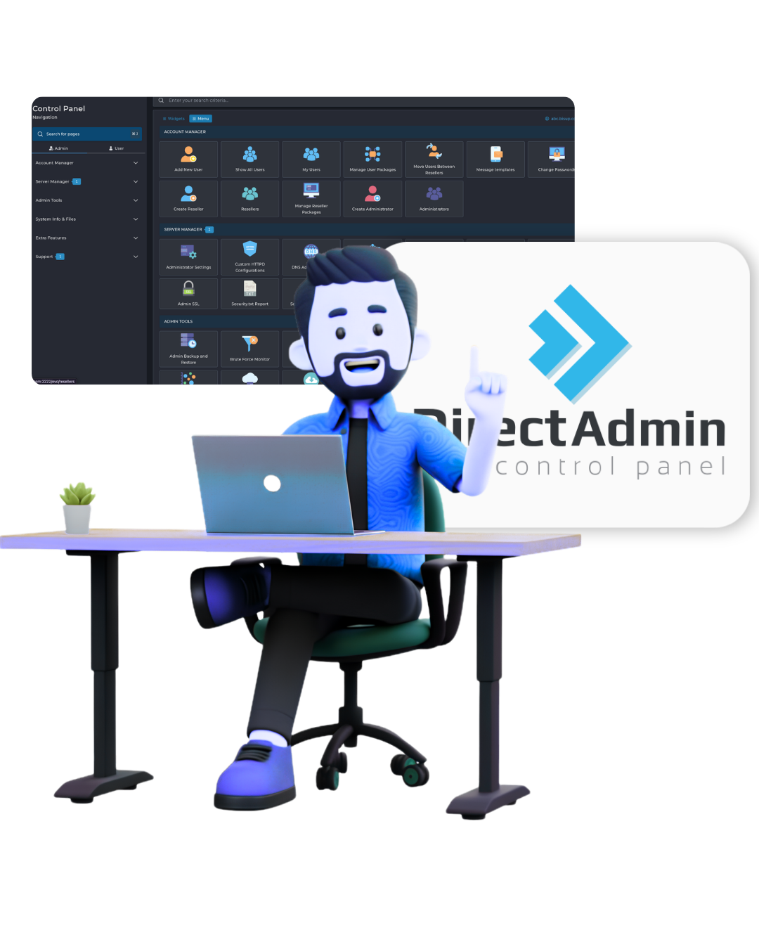 DirectAdmin reseller hosting dashboard preview